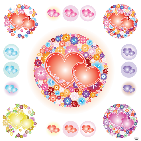 love heart vector. _vector-flowery-hearts-preview