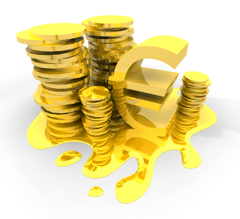 euro sign icon. Golden Euro and Dollar 3D Sign