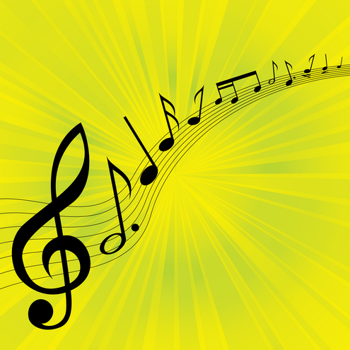 images of music notes symbols. Musical melody background in