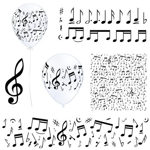 Music notes in different compositions horizontal composition single notes